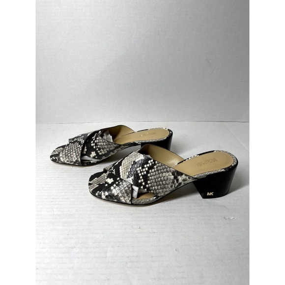 Michael Michael Kors Abbott Snakeskin Slide On Criss Cross Open Toed Sandals NEW - Picture 4 of 7
